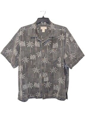 Boca Classics 100% Silk Hawaiian Shirt Palm Tree Island Print XL